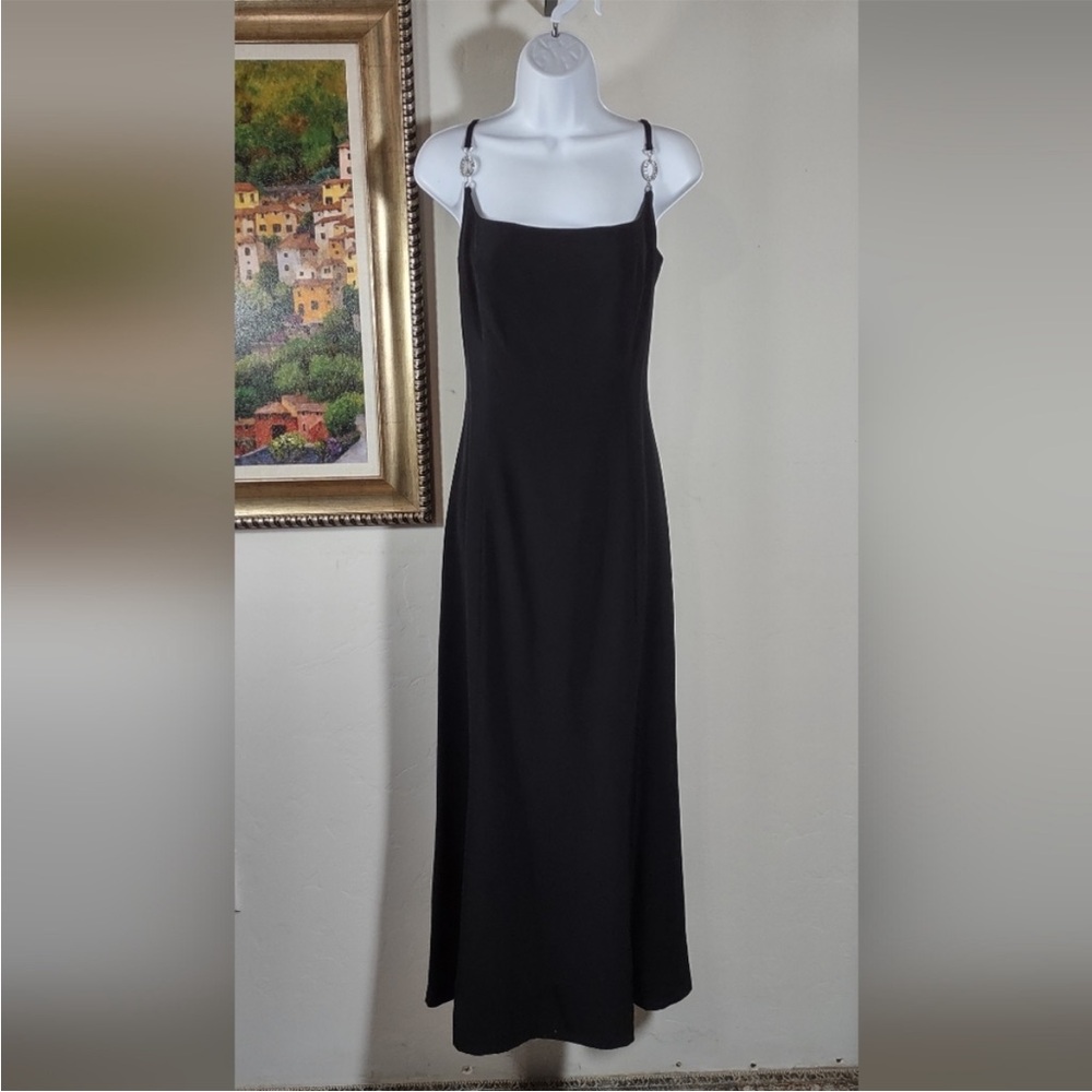 Chic vintage y2k Armani Prada Miu Miu esque embellished Classic Black Maxi gown
